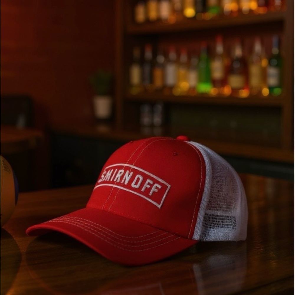 Vintage Smirnoff Vodka Trucker Snap Back Hat Cap EUC